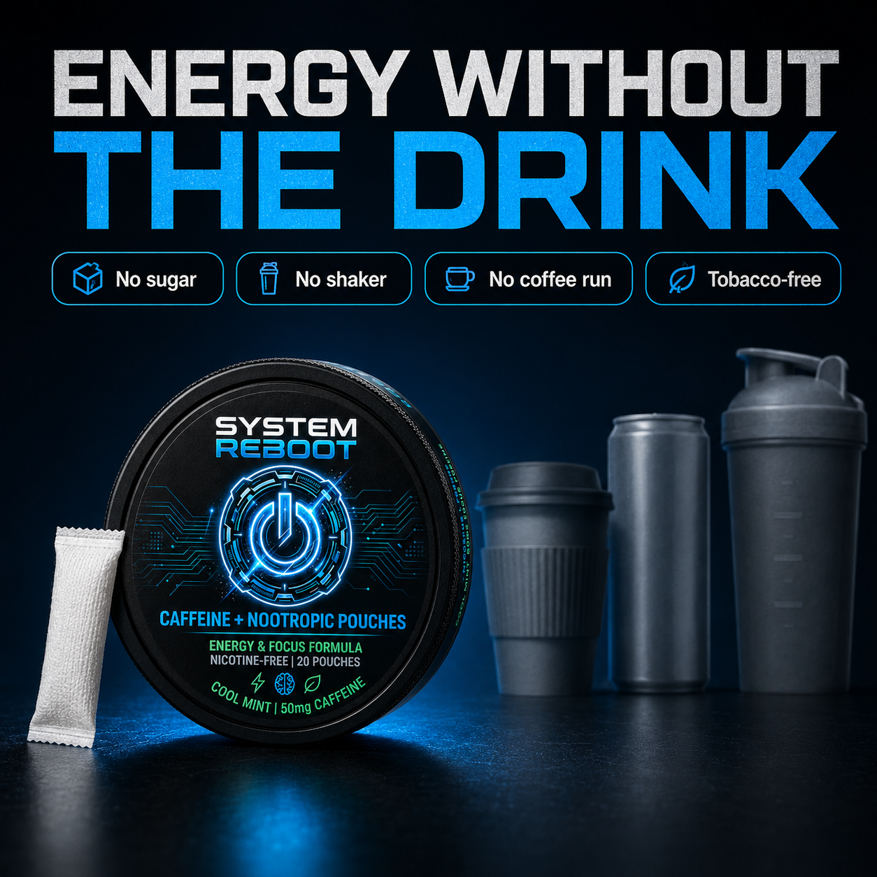 Caffeine + Nootropic Pouches by System Reboot - energy without the drink