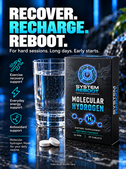 Recover. Recharge. Reboot. Molecular Hydrogen Tablets