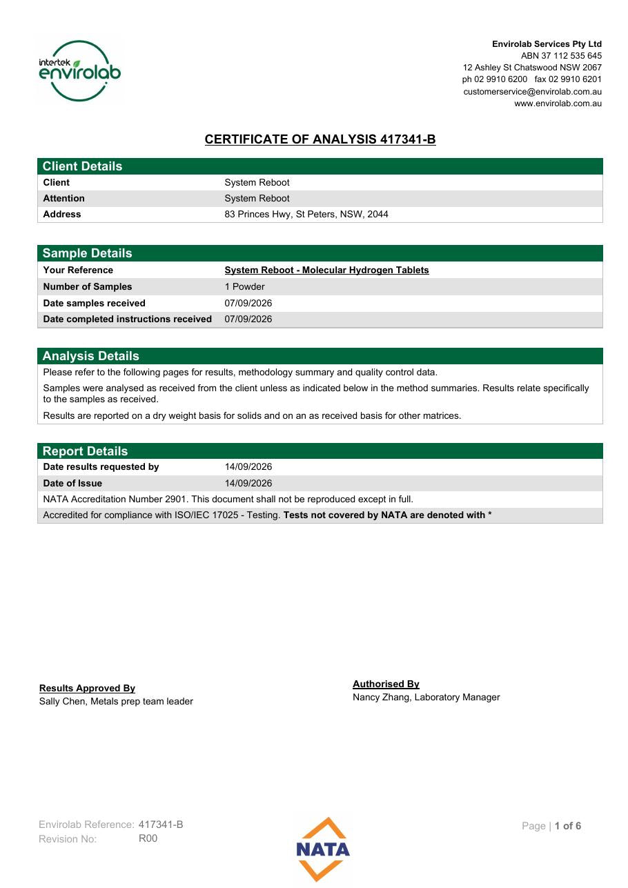Lab test report